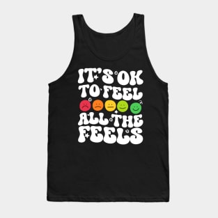 It's Ok To Feel All The Feels  Emoji Face Feelings Groovy Wavy Tank Top